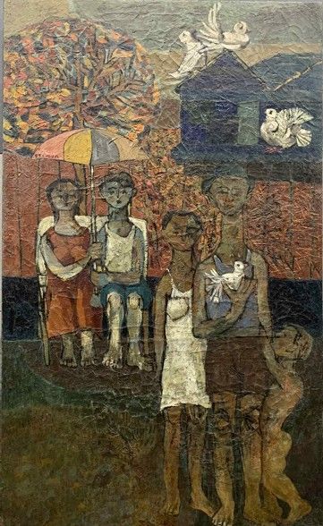 비둘기를 즐기는 사람들 1957 캔버스에 유채 160x96cm *재판매 및 DB 금지