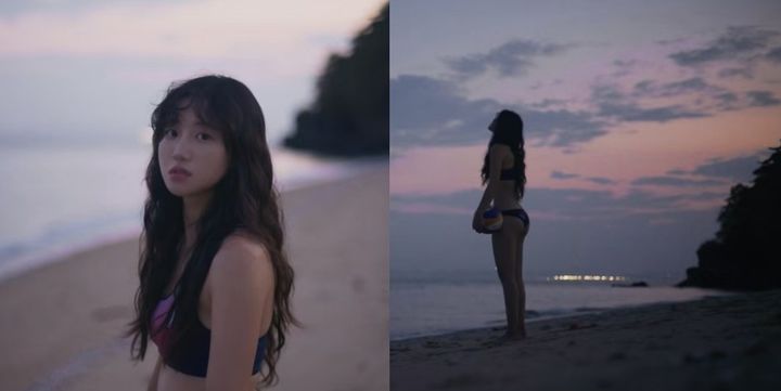 [서울=뉴시스] 신지은이 해변에서 비치발리볼을 든 채 카메라 앞에 선 모습을 공개했다. (사진 출처=신지은 인스타그램 캡처)