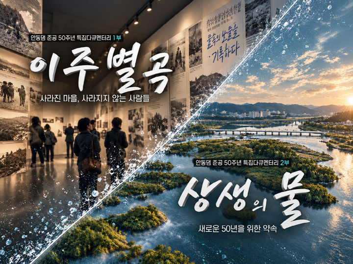 [안동=뉴시스] 안동댐 준공 50주년 특집 다큐멘터리 '물속에 새긴 우리 이야기' 포스터 (사진=안동시 제공) 2026.10.16. photo@newsis.com *재판매 및 DB 금지