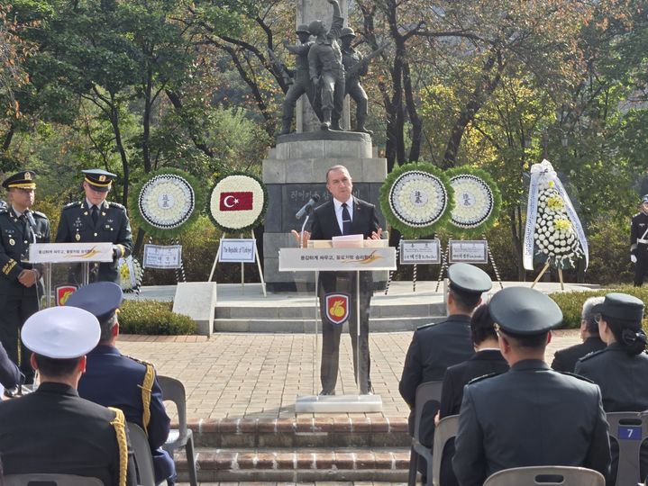 [용인=뉴시스] 이을드즈 주한 튀르키예 대사가 인사말을 하고 있다.(사진=육군 55사단 제공) 2026. 10. 16. photo@newsis.com *재판매 및 DB 금지