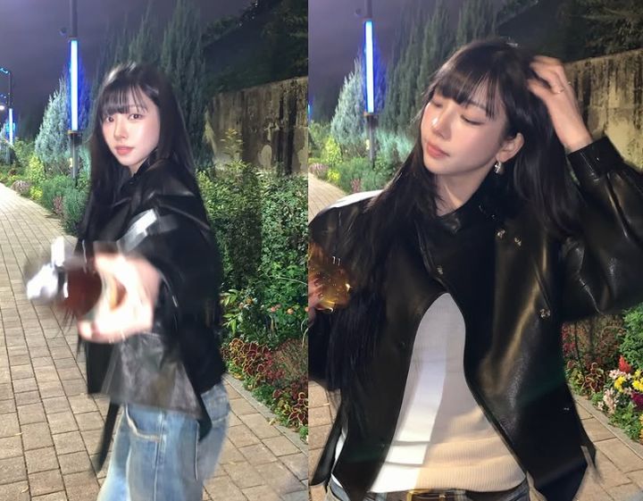 [서울=뉴시스] 그룹 에스파 멤버 카리나가 시크한 매력을 뽐내며 근황을 전했다. (사진=카리나 인스타그램 캡처)