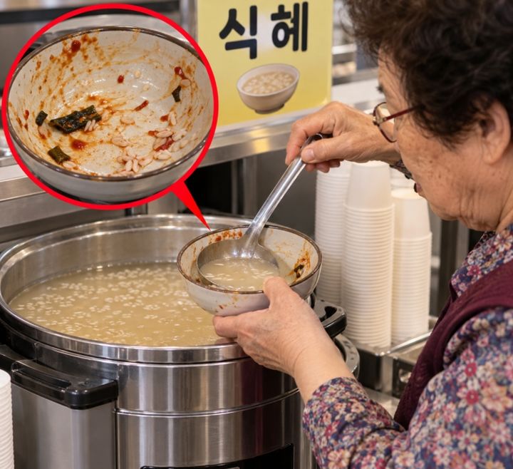 [서울=뉴시스] 지난 16일 식사 후 먹던 그릇에 공용 국자를 담그는 방식으로 식혜를 퍼 가는 손님들 때문에 위생 관리가 어렵다는 한 자영업자의 고충글이 올라왔다. (사진=온라인 커뮤니티 캡쳐) 2026.10.19. 