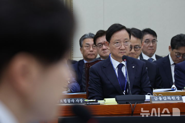 [서울=뉴시스] 최진석 기자 = 이찬진 금융감독원장이 19일 여의도 국회에서 열린 정무위원회의 금융감독원 등에 대한 국정감사에 출석해 의원의 ETF 관련 질의를 듣고 있다. 2026.10.19. myjs@newsis.com