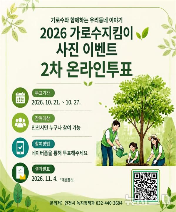 가로수지킴이 사진 우수작은?…인천시, 시민 온라인 투표
