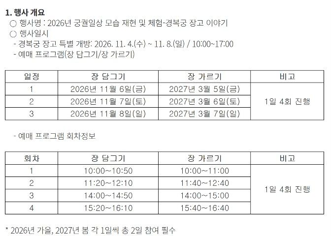 [서울=뉴시스] 경복궁 장고 이야기 행사 안내 (사진=국가유산진흥원 누리집 갈무리) 2026.10.20. photo@newsis.com *재판매 및 DB 금지