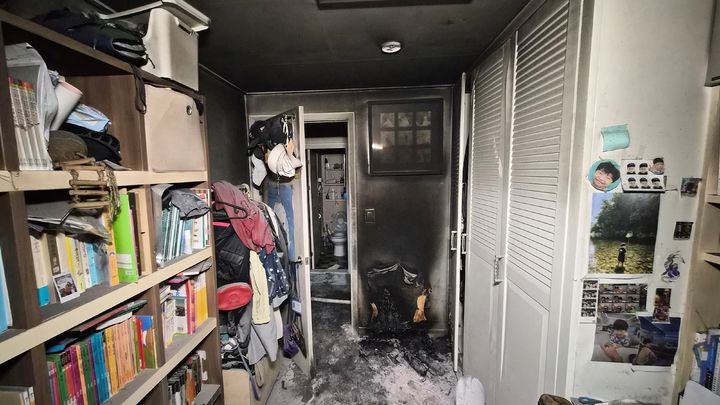 전기자전거 배터리 열폭주 추정 화재 현장. (사진=경기북부소방재난본부 제공) photo@newsis.com *재판매 및 DB 금지