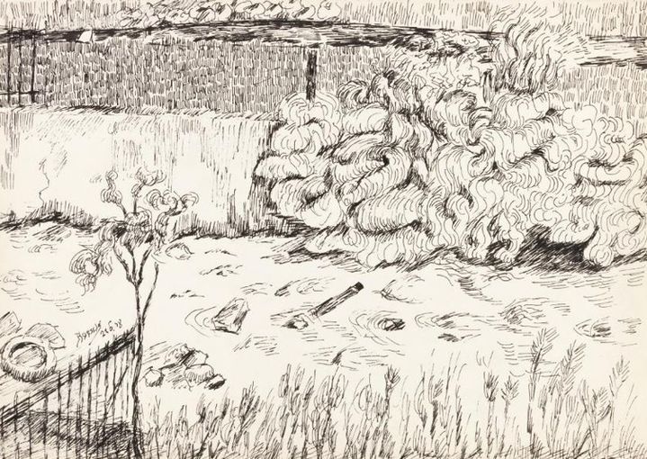 Jean-Marie Haessle, Terrain, 21 x 29.6 cm, Ink on paper, 1958 *재판매 및 DB 금지