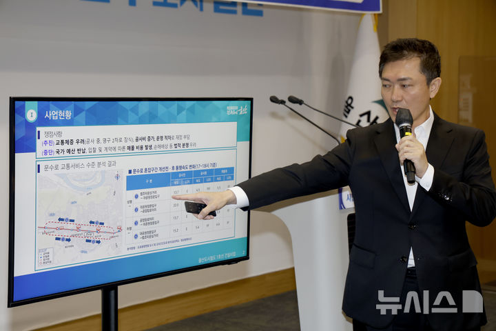 [울산=뉴시스] 배병수 기자 = 김창현 울산시 교통국장이 22일 시청 프레스센터에서 기자회견을 열고 울산 트램1호선 진행에 따른 교통대책을 발표하고 있다. 2026.10.22. bbs@newsis.com.