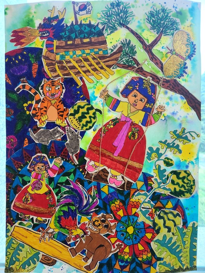 [울산=뉴시스] 울산 삼동초 장채아 학생 작품 '나의 즐거운 이야기 세상' (사진=울산교육청 제공) photo@newsis.com *재판매 및 DB 금지