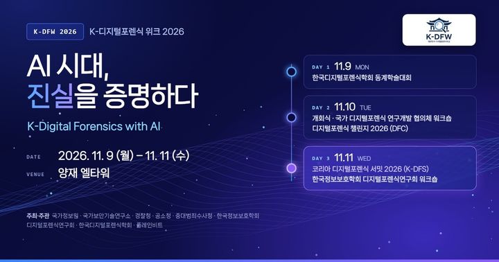 [서울=뉴시스] 플레인비트는 다음 달 11일 서울 서초구 엘타워에서 '제4회 코리아 디지털포렌식 서밋(K-DFS 2026)'을 연다고 26일 밝혔다. 2026.10.26. (사진=플레인비트 제공) *재판매 및 DB 금지
