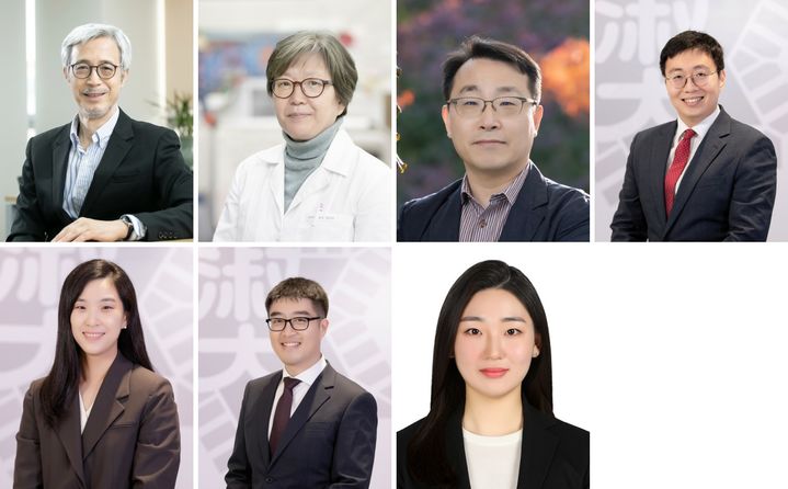 [서울=뉴시스] (왼쪽 위부터 시계 방향으로) 김윤영 숙명여대 기계시스템학부 교수, 양미희 약학부 교수, 김병규 인공지능공학부 교수, 강교빈 약학부 교수, 박수현 소프트웨어학부 교수, 김태현 약학부 교수, 김도희 약학부 교수. (사진=숙명여대 제공) 2026.10.27. photo@newsis.com *재판매 및 DB 금지