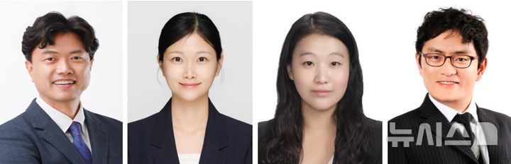 [창원=뉴시스]섬유형 태양전지의 염료흡착시간 97% 단축한 국내 연구진. 왼쪽부터 부산대학교 이형우 교수, 한국재료연구원 조은영 박사후연구원, 이희정 책임연구원, 송명관 책임연구원.(사진=한국재료연구원 제공) 2026.10.28. photo@newsis.com