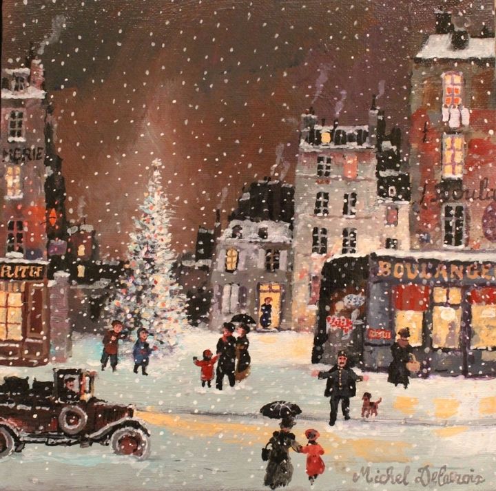 미셸 들라크루아, 파리의 크리스마스(Nol de Paris), 2021, 보드에 아크릴, 25x25cm *재판매 및 DB 금지