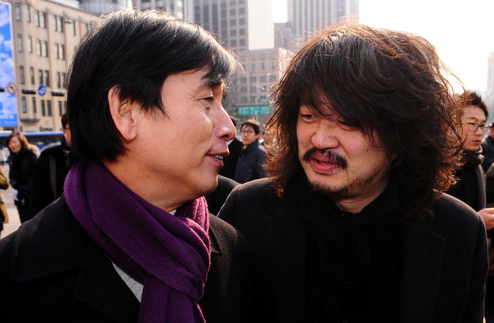 [서울=뉴시스]강진형 기자 = 유시민 작가와 방송인 김어준씨. marrymero@newsis.com *재판매 및 DB 금지