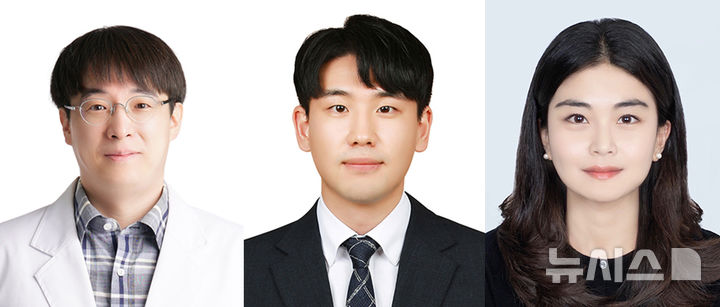 [서울=뉴시스] 좌측부터 강성훈 고려대학교 구로병원 신경과 교수, 신재민 전공의, 박유정 연구원. (사진= 고려대학교 구로병원 제공)