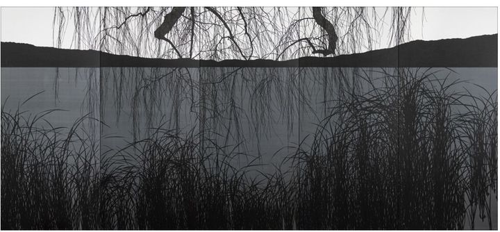 <Wannsee> 2026, 비단에 수묵 Ink on Silk, 200x444 cm *재판매 및 DB 금지