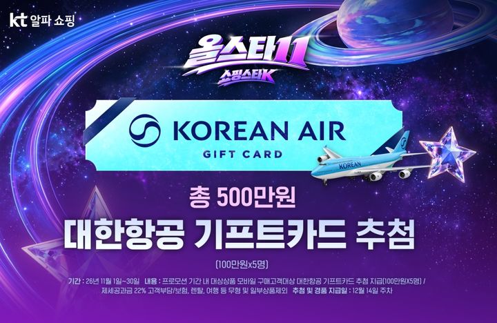 [서울=뉴시스] KT알파 쇼핑 '쇼핑스타K - 올스타11' 프로모션 (사진=KT알파 쇼핑 제공) *재판매 및 DB 금지