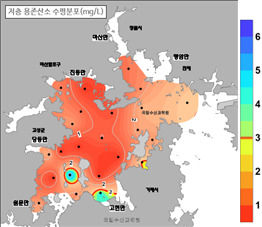 [부산=뉴시스] 산소부족 물덩어리 경남 진해만 발생 사례. (사진=국립수산과학원 제공) 2026.10.30. photo@newss.com *재판매 및 DB 금지