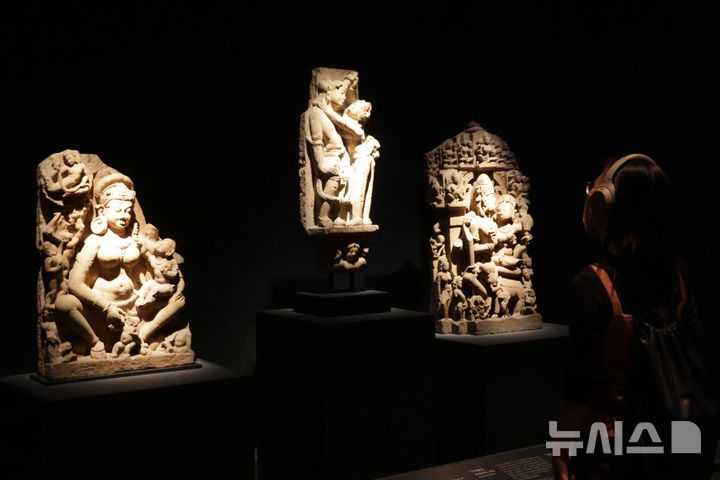[서울=뉴시스] 한이재 기자 = 28일 서울 용산구 국립중앙박물관 상설전시관 3층 세계문화관 인도·동남아실에 전시된 신상을 한 관람객이 보고 있다. 2026.10.30. nowone@newsis.com